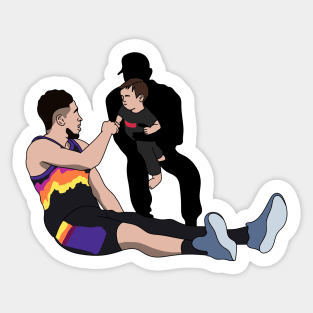 fist bump booker and kids Sticker